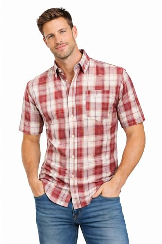 Blu Apparel Camicia da uomo a quadri Camicia da uomo a maniche corte in cotone casual per uomo, L