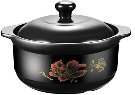 Redondo Bote De Cerámica, 3.3L Plato De Cacerola De Cerámica SHABU Pot Caliente Maceta De Barro Cerámico Mochila Puchero Utensilios De Cocina Con Tapa Para Casa Cocina Restaurante