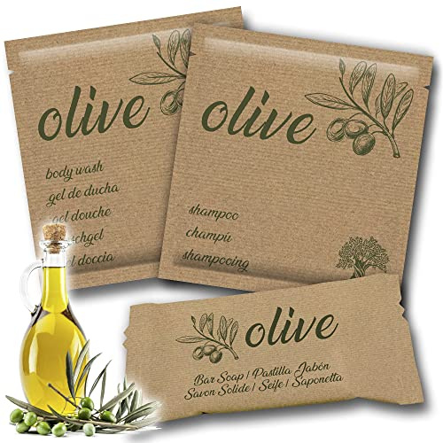 Amenities Pack OLIVE | Duschgel + Shampoo + Seifenstück | 100 Stk. x 3