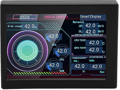 banapoy 3,5-Zoll-IPS-USB-Bildschirm, PC-Temperaturanzeige, PC-CPU-RAM-HDD-Datenmonitor, PC-Sensorpanel-Anzeige, Computer-Temperaturmonitor, Computergehäuse-Sekundärbildschirm