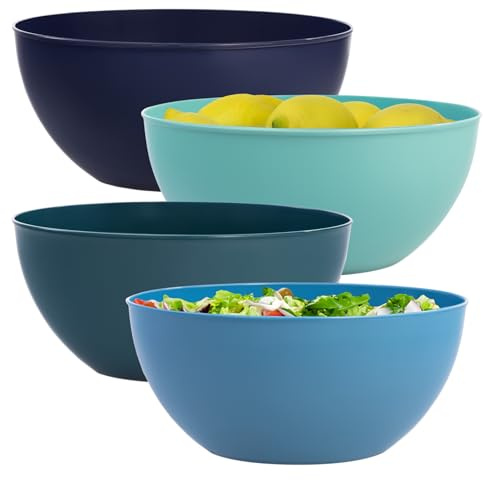 US Acrylic Vista Durable Plastic Salad and Serving 10-inch Bowls | Set of 4 in Coastal Colors | Reusable, BPA-free, Made in the USA | 135 oz. capacity