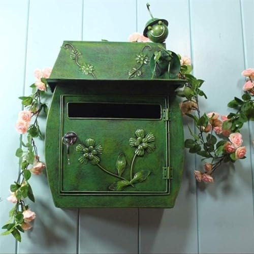 NEZIH Briefkasten, Klassische Villa, Garten, Retro-Wand, mit Schloss, Briefkasten (Color : Red, Size : C)