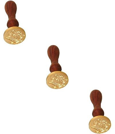 Lurrose 3 Stücke Kupfer Holz Siegel Griff Jaeskeclip Wachs Siegel Stempel Für Dekorative Umschläge Briefe
