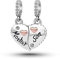 LSxAB Rose Gold Mother Son Charms 2 Pcs Matching Heart Love Mothers Day Charm Beads Compatible with Pandora Bracelets