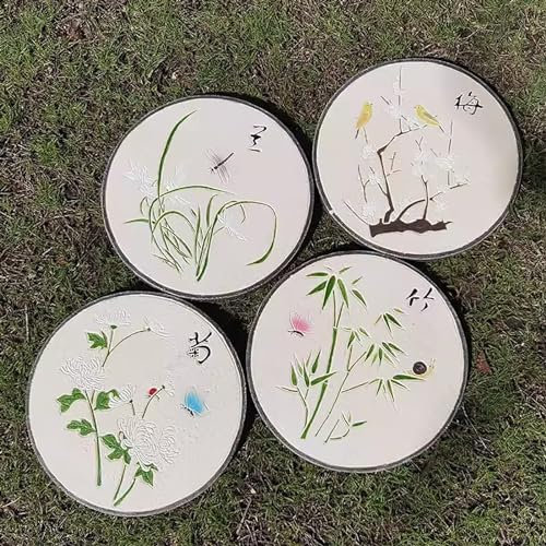Elitix Trittsteine für Garten Pflanz-Trittsteine-Set für den Garten Im Freien, 13-Zoll-Dekorationssteine ​​für Wege, 4er-Set, Große Rasensteine ​​als Ornamente für Patio, Terrasse und Hof
