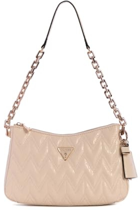 GUESS Damen Adelard Top Zip Shoulder Bag Schultertasche mit Reißverschluss Oben, Stein