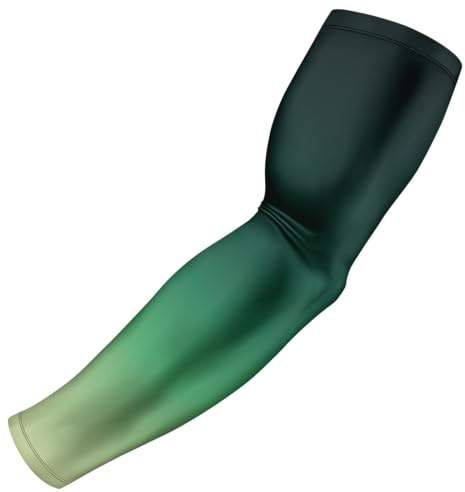 B-Driven Sports Pro-Fit Compression Arm Sleeve for Baseball, Basketball, Football - Muscle-Tendon, Bruising Reduction - Athletic, Men, Women, Youth - Ombre | Light to Dark Green XXS (YSTD) - 1 Pc