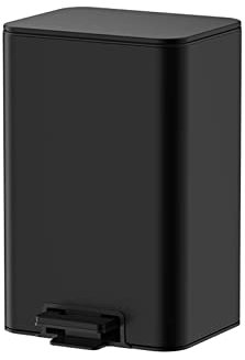 Dh2yjnbf3 Cubo de Basura Papelera de Acero Inoxidable for el hogar, 8L/12L/15L, Sala de Estar, Dormitorio, Oficina, Papelera con Cubierta Papelera Baño(Negro,12l)