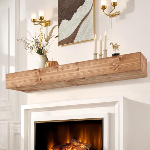LXWZHK Mensola per caminetto, mensola galleggiante in legno da 182,9 cm, per caminetto, mensola decorativa per caminetto, mensola decorativa per caminetto, mensole rustiche galleggianti, naturale