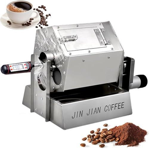 XSDAJSD Tostatrice Professionale per Chicchi di caffè, tostatrice elettrica a Tamburo da 3,4 l con termometro, tostatrice a Gas per Chicchi di caffè per Uso Domestico