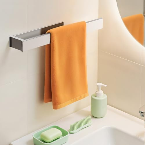 AIKER Porta Asciugamani Bagno,Porta Carta Igienica Adesivo Versione Aggiornata Inossidabile SUS304 Ispessito Accessori Bagno,Nessuna Perforazione Richiesta (Argento-40cm)