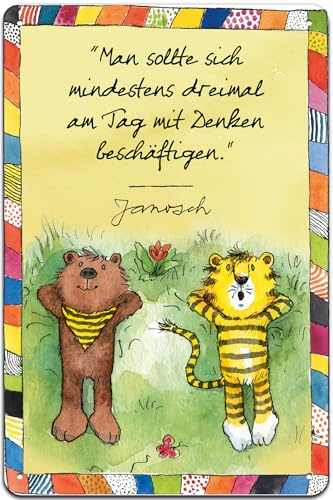 Großes 30 x 40 cm Blechschild, Wandschild, Türschild für das Kinderzimmer - lustiger Spruch Kinderbuch Motiv passend für Janosch Fans und Liebhaber