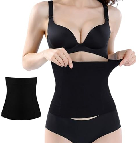 Ormromra Taillentrainer für Frauen, postpartale Erholungsgürtel, Bauchkontrolle, Body Shaper, nahtloser Taillenmieder, Miederband für Gewichtsverlust, Bauchweggürtel, Korsett, Shapewear, Schwarz