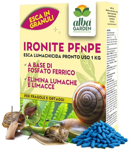 Albagarden - Esca Lumachicida Pronto Uso - Fosfato Ferrico Elimina Lumache e Limacce PFnPE Resistente alla Pioggia - per orto e Giardino - Polvere x 1 kg