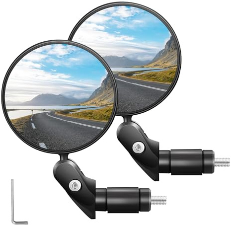 360° Rotating Bike Mirrors, HD Glass Convex Lens Bicycle Rearview Mirror, 2 Pcs Bike Rear View Mirrors for 15-35mm Handlebar, Safe Cycling Rear View Mirror for Mountain Bikes,Road Bikes,City Bikes