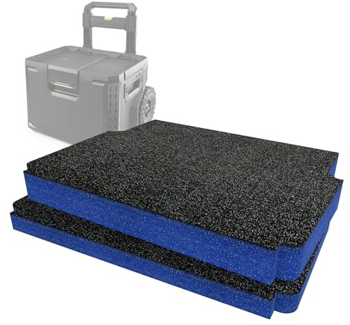 Shadow Foam Paquete de inserción compatible con Toughbuilt® StackTech Rolling Toolbox | Espuma de corte y pelado para organización de cajas de herramientas, Kaizen, 5S (azul, 50 mm)