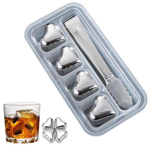 Bloque de hielo para botellas de agua, bloques fríos de acero inoxidable | Set de piedras frías de whisky reutilizable - de corazón de acero inoxidable de refrigeración de tecnología de alta enfriamie