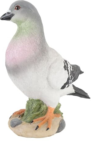 Ghzste Figure de Colombe élégante, Statue Décorative Résistante aux Intempéries pour Jardin, Artisanat sculpté à la Main (Pigeon Blanc Gris Gauche)