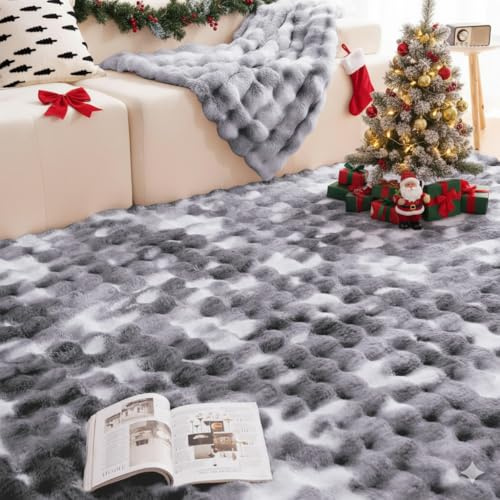 Vamcheer Tappeto Salotto Morbido- Tappeto Soggiorno Antiscivolo Bolla, Camera da Letto Moderno, Scendiletto, Stanza; Tappetto Pelo lungo & Lavabile, Grigio 80x150