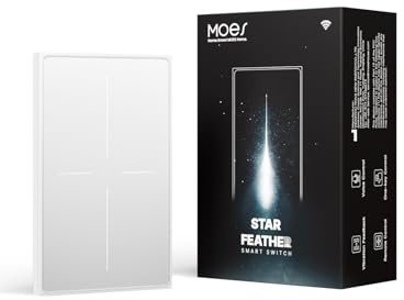 MOES Full Touch Smart Switch, SF(Star Feather 2026 Version) Wall Light Switch, Neutral Wire Required, Anti-Glare Panel, 2.4GHz WiFi Work with Smart Life/Tuya App, Alexa and Google Home White 4 Gang