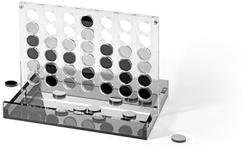 PHILIPPI Yap Strategiespiel aus Acryl, 4 Gewinnt Brettspiel, Transparent mit Grauen und Schwarzen Steinen, 30 x 40 cm