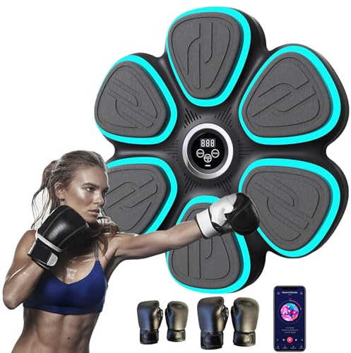Oamger Music Boxing Machine, Boxmaschine mit LED-Lichtern, 9 Modi, mit Boxhandschuhen, intelligenter Zählung und Bluetooth, für Training zu Hause für Kinder und Erwachsene