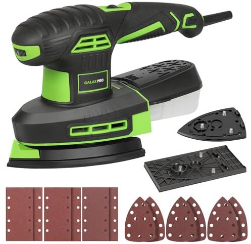 GALAX PRO 250W 2-in-1 Sheet Sanders/Detail Sanders, 6000-12000 RPM 6 Variable Speed Multi-Function Sander with Dust Box, Electric Sander for Sanding Metal and Polishing Wood, Includes 12 Sandpaper