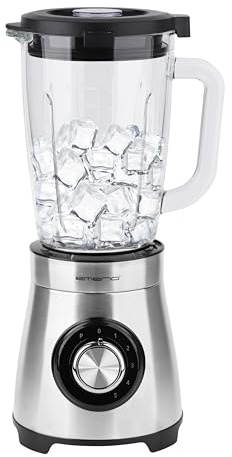 EMERIO Standmixer | 1.75L Glasbehälter | 1000 Watt Power | Crush Ice Funktion | 5 Geschwindigkeiten + Pulse Funktion | 4 Messer aus Edelstahl | 2 Sicherheitsschalter in Krug & Deckel | BL-126794