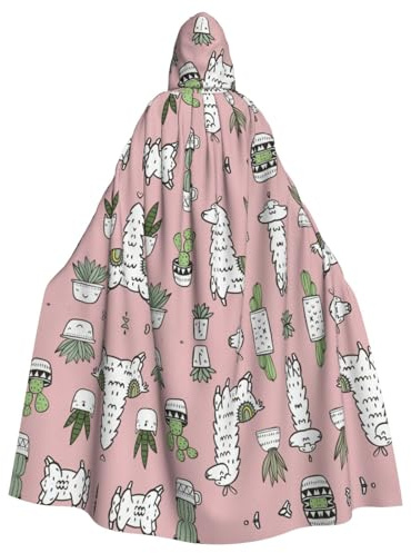 Kfjghhl Unisex Alpaca And Cactus Hooded Cloak Cape Costume Party Halloween Cosplay Adult Hoodies Robe Christmas 58