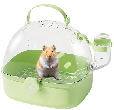 Caja de Transporte para hámster | Caja portátil para Animales pequeños con Botella | Bolsa de Transporte de Aves Transpirable para erizos, Chinchillas, cacatúas, periquitos