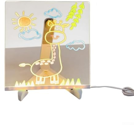 Lavagna da disegno a LED interattiva per bambini fai da te per arte creativa fatta a mano e luce notturna per incoraggiare l'apprendimento e l'espressione (20 x 20 cm)