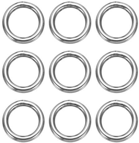 QUARKZMAN Metall-O-ringar 0,12 tum Ytterdiameter 0,79 tum 304 Rostfritt stål Svetsfri Svetsad O-ring Solid Rund Ring För Macrame Suspension Och Rep 9 stycken