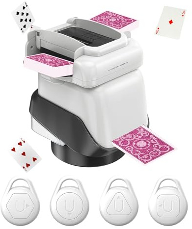 Zenselect Automatischer Karten Austeiler mit Ver Anrufern, Automatischer Kartenmischer Elektrisch Kartenmischmaschine für 1-4 Deck, 2000mAh Geräuscharm Wiederaufladbar Kartenmischer für Poker