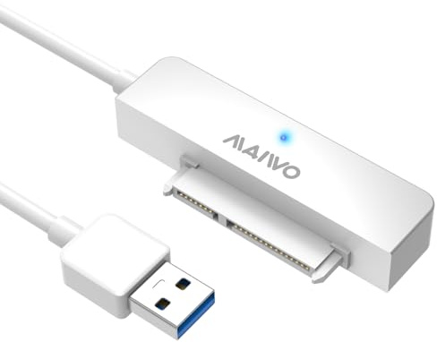 MAIWO SATA to USB Cable, USB 3.0 to 2.5 Inch SATA I/II/III Hard Drive Adapter, USB Type-A to SATA SSD/HDD Reader, External Hard Drive Converter up to 8TB Capacity, White