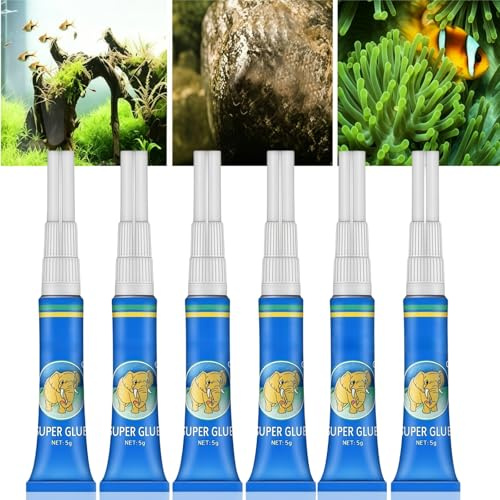 6PCS Aquarium Glue,Aquarium Super Glue Gel for Plants,Rocks,Coral,Stone & Wood,Silicone Sealant Waterproof for Aquascaping,Plastic & Glass,All Purpose Stone Glu/e,Rubber Glu/e,Aqua/rium Sealant