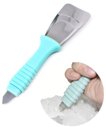 RAMGLYO Raschietto Ghiaccio 1 Pezzo Doppia Testa Acciaio Inox Sbrinatore con Manico Antiscivolo e Design Ergonomico per Rimozione del Ghiaccio dal Frigo