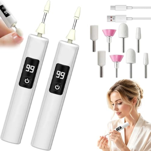 Polisseur à Ongles Électrique Professionnel, Lime à Ongles Électrique (2pc) | 4 Embouts, 35000 Tr/Min, 99vitesses, Lisse Les Ongle Épais, Avec Écran Led, Pour La Mise En Forme, Le Lissage, Le Polissage