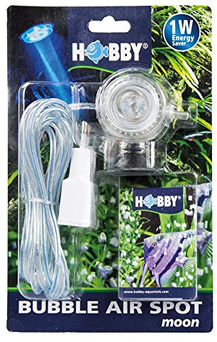 HOBBY Aquaristik Bubble Air Spot Moon I 2-in-1 LED-Licht & Luftausströmer für Aquarien I Stimmungsvoller Mondlicht-Effekt mit Ausströmerfunktion & Blubber-Effekt I Kompakte Größe