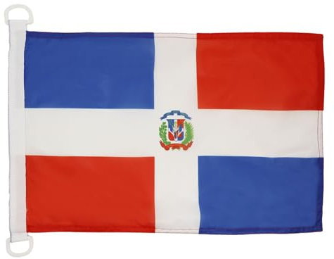 AZ FLAG - Drapeau République Dominicaine - 45x30 cm - Pavillon Nautique Dominicain Spécial Bateau Et Extérieur En Maille Bloquée Avec Anneaux Plastiques Intégrés - 30g