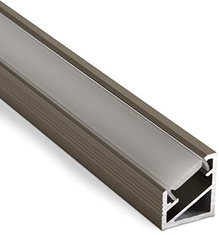 SOTECH 3 Stück LED Profil-66 Edelstahloptik 2000 x 14,5 x 16,5 mm | mit opalfarbiger Abdeckung für LED Streifen Aluminium Eckprofil Stripes