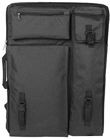 Caredy - Bolsa de Pintura sobre Lienzo para Artista, 4 K, Funda de Transporte de Arte, Multifuncional, Impermeable, Gran Bolsa de tableros de Dibujo con asa, Color Negro
