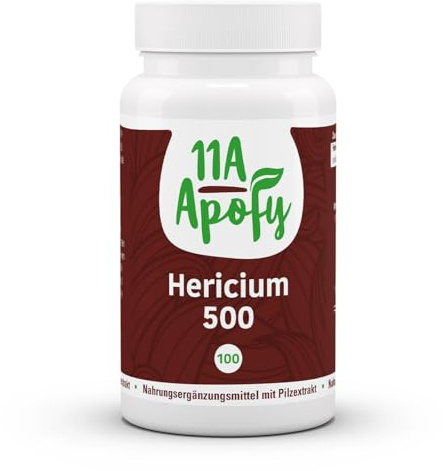Hericium 500 mg, laborgeprüft, vegan, standardisiert auf 30% Polysaccharid-Gehalt, 100 Kapseln