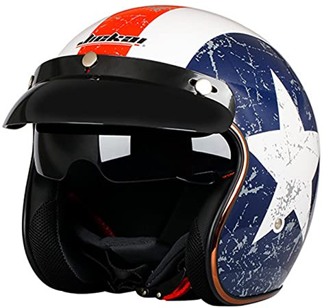 Demi-Jet Casque Moto,Casque Moto Jet Vintage Casques Moto Bols avec Lunettes De Pilote,ECE Homologué Rétro Demi-Casque Casque Face Ouverte De Mobylette A,XXL=63~64CM