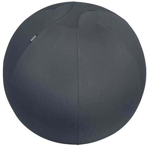 Leitz Active Sittboll, Ergonomiskt Alternativ Till Kontorsstol, 65cm Diameter, Inkluderar Överdrag i 100% Textil, Inre Boll, Handpump & 2x Pluggar, Ergo Cosy-kollektionen, Grå, 52790089