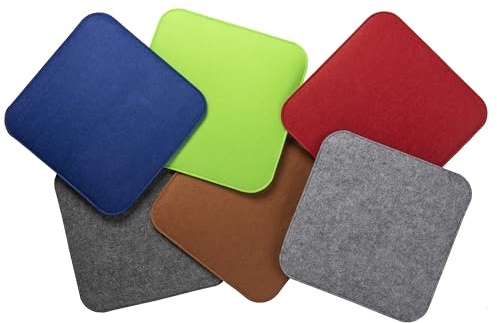 sunnypillow Lot de 4 Coussins de Chaise carrés en Feutre - 35 x 35 cm - Coussins Confortables en Feutre pour Banc et Chaise - pour l'intérieur et l'extérieur - Gris