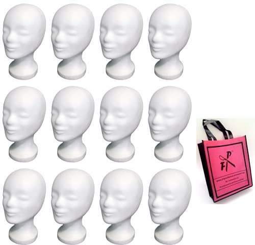 FP Styroporkopf Multipack Standard weiss - Markenqualität aus deutscher Herstellung! (12 Stck.) (weiss mit Loch im Boden) AKTION: Incl Mini-Shopper - nur für kurze Zeit!!
