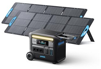 Anker SOLIX F2000 tragbare Powerstation, Powerhouse 767, Solargenerator 2048Wh mit 2 x 200W Solarpanel, Powerstation mit LiFePO4 Akku, 3 x 230V AC Steckdose 2300W Max für Camping, Wohnmobil