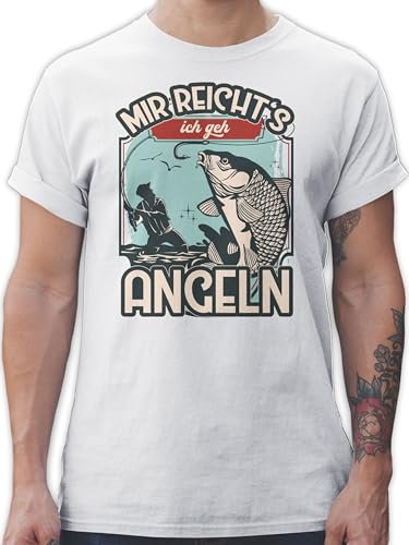 T-Shirt Herren - Angler Geschenke & Zubehör - Mir reicht's ich GEH Angeln - 5XL - Weiß - angelshirts Angel gehe Shirt angelbekleidung Fischerei Tshirt angelshirt fischen für männer Fisch Tshirt.