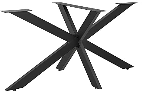 [en.casa] Tischgestell Oberau Tischbein Metallgestell Schwarz Tischkufen für Esstisch DIY Untergestell mit Bodenschoner 98 x 58 x 43 cm Kreuzgestell