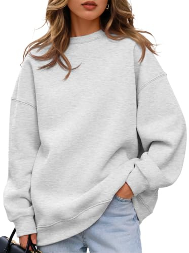 EFAN Womens Sweatshirts Oversized Crewneck Y2K Fleece Hoodies Grey